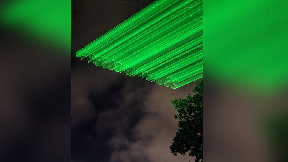 #FreedomDayWales projected on to the sky using lasers