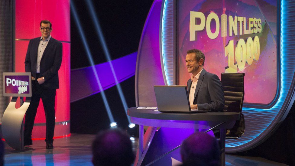 Richard Osman and Alexander Armstrong on the set of Pointless