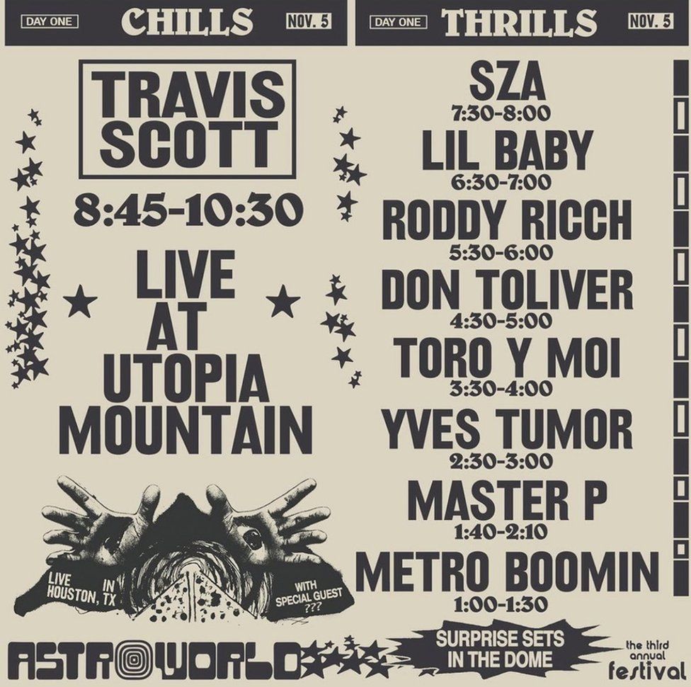 Stage times for the Astroworld show