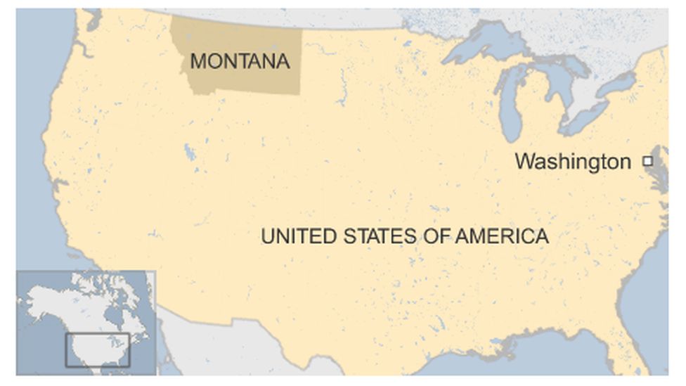 Map of Montana in the US