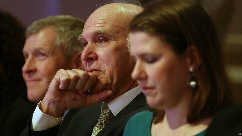 Lib Dem leader Sir Vince Cable and his deputy Jo Swinson