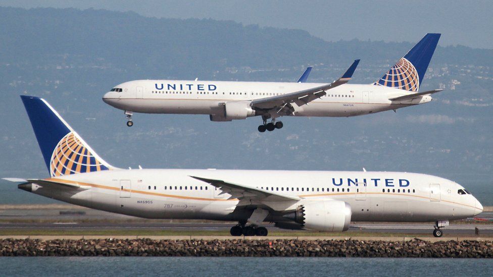 United Airlines Boeing 787 aircraft at San Francisco International Airport, California, 7 February 2015