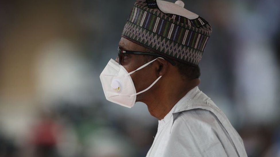 Muhammadu Buhari wearing a face mask - 1 October 2020