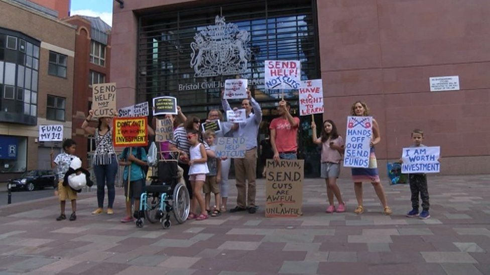Protest against cuts held outside Bristol High Court on 24 July 2018