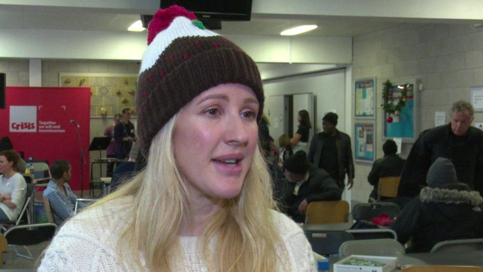 Ellie Goulding at a Crisis Christmas centre in London