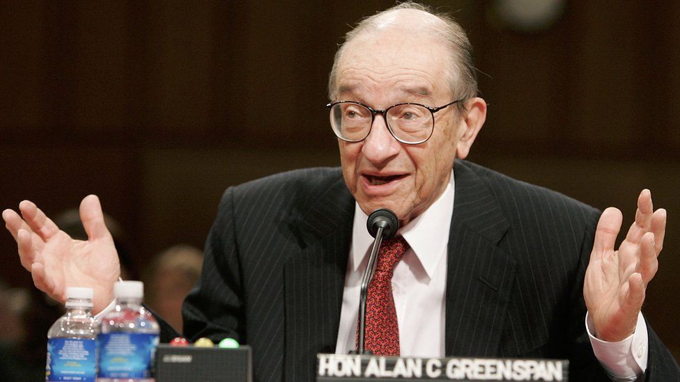 Former Federal Reserve Chairman Alan Greenspan, now president of Greenspan Associates LLC, testifies during a Senate Foreign Relations Committee hearing about U.S. dependence on oil Capitol Hill June 7, 2006 in Washington DC.