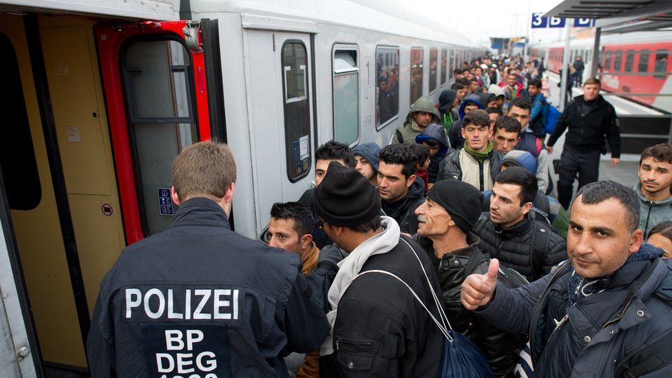 Migrants in Passau, Germany, Nov 2015