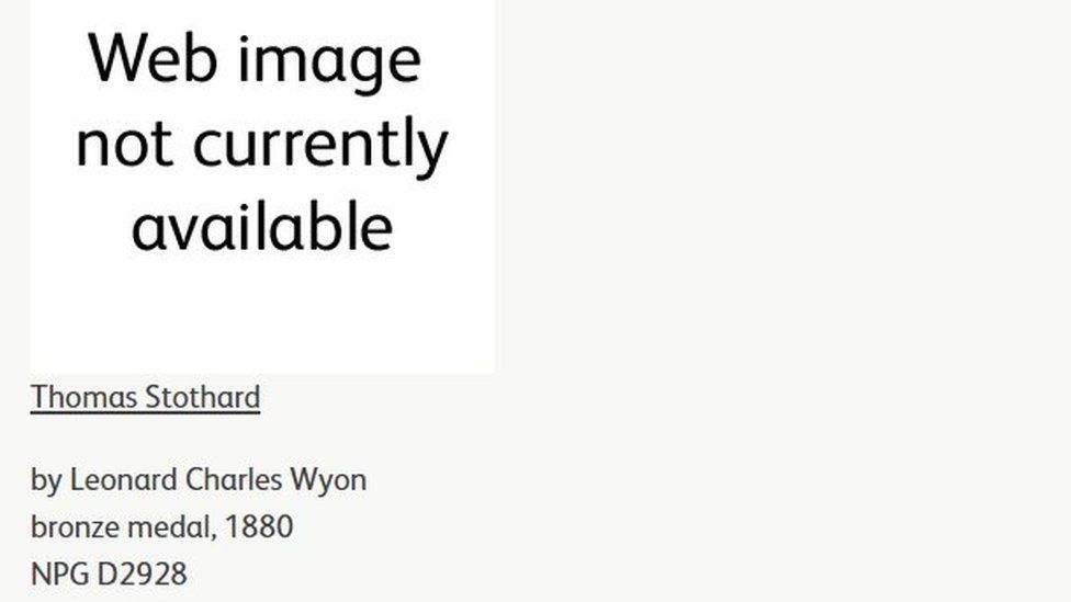 Image showing a catalogue listing with an error sign reading 'web image not currently available'