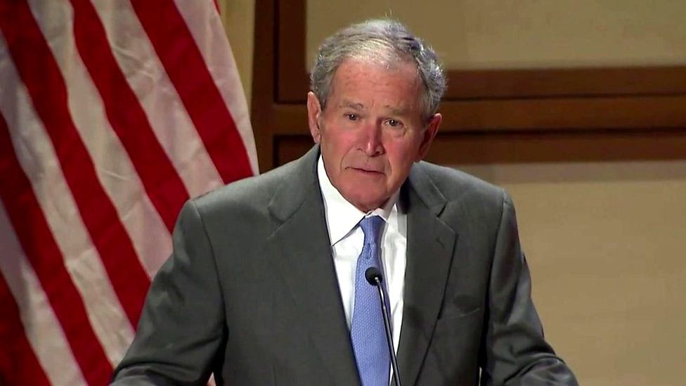 Former US President George W Bush pays tribute to the positive impact of immigrants on the country.