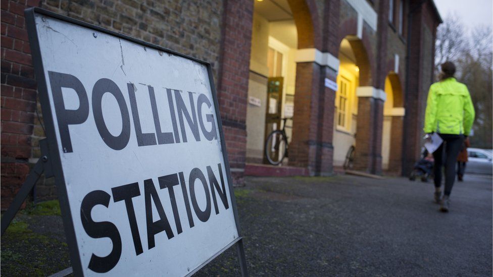 Polling station sign