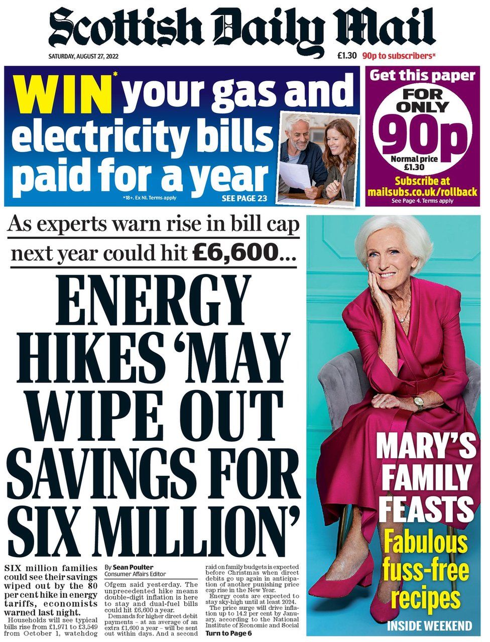 Scotlands papers Energy hikes to wipe out savings bilde