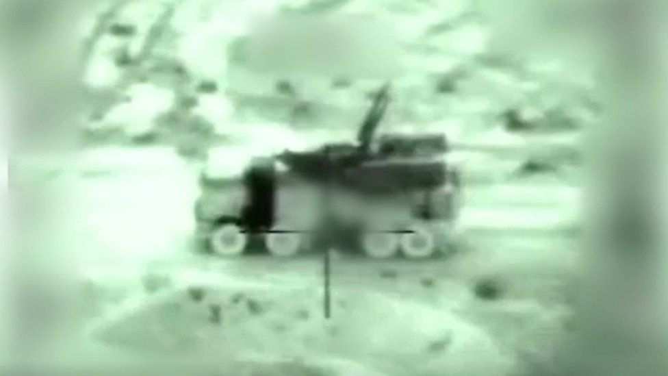 Screengrab taken from Israeli military video showing attack on Syrian military air defence battery on 21 January 2019