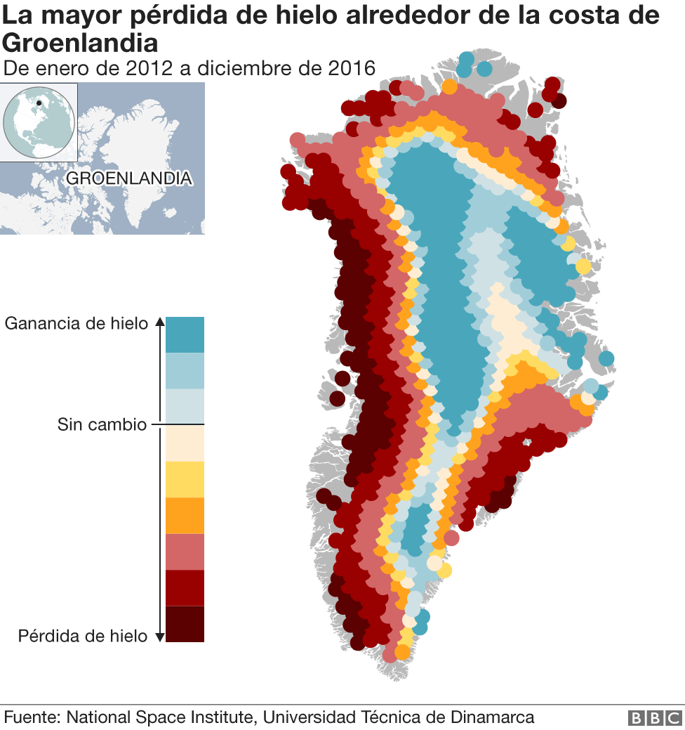 Gráfico sobre la pérdida de hielo en Groenlandia
