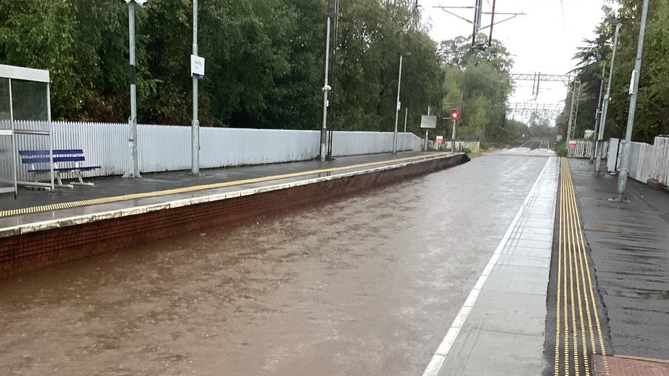 flooded railway line