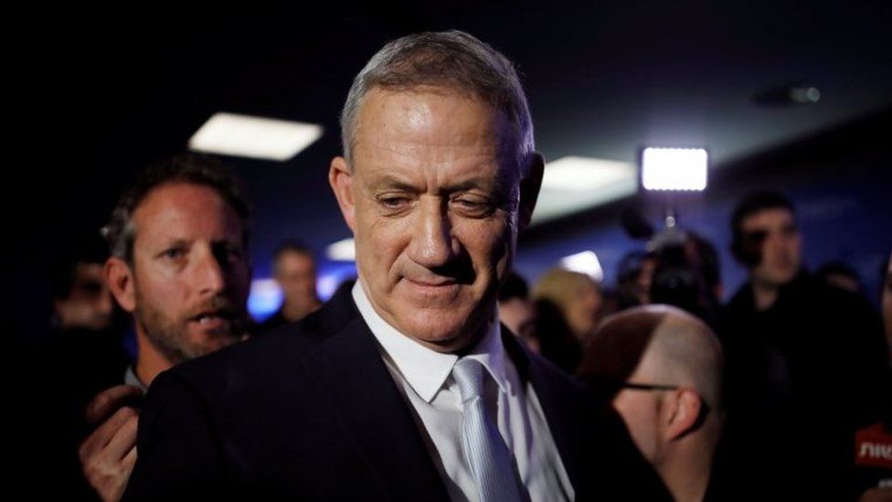 Benny Gantz, head of Resilience party is seen after a news conference, in Tel Aviv, Israel on 21 February 2019.