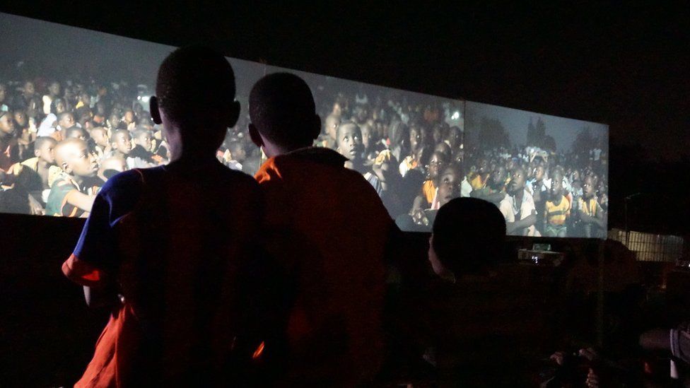 Film fans at a screening in Ouagadougou
