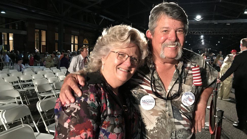 Janet Oglesby and her husband Omer drove from Mobile to Montgomery to see Sarah Palin and Roy Moore.