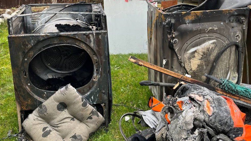 Tumble dryer damaged by fire