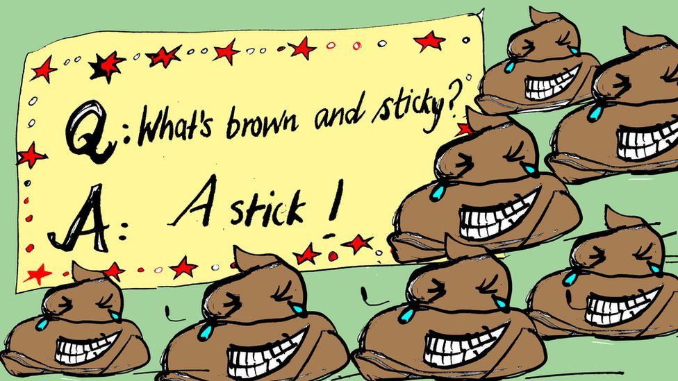Illustration of a joke with poo emojis