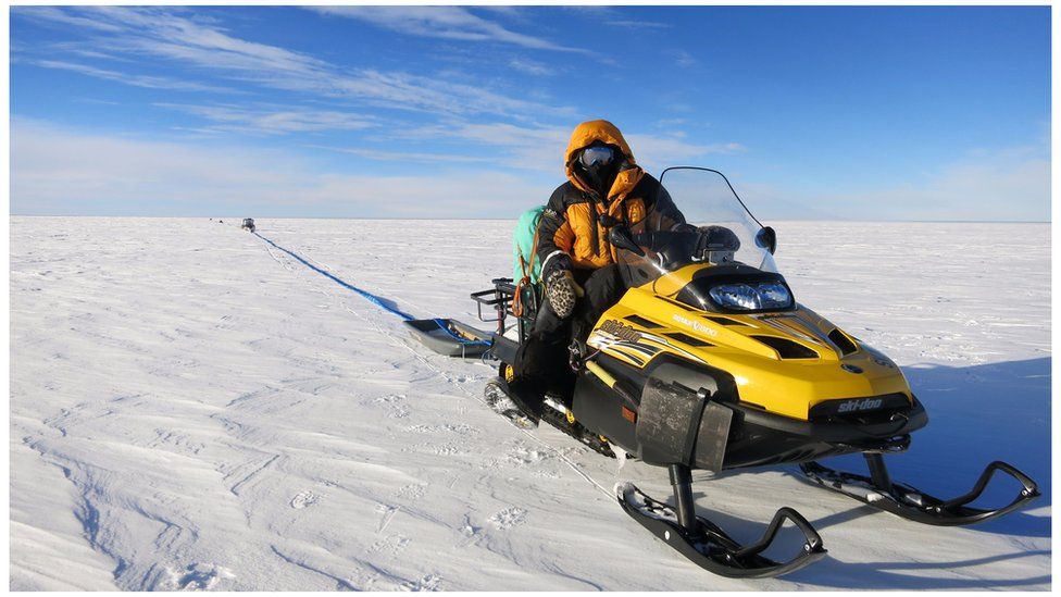 For weeks, the team dragged radar equipment across the glacier surface