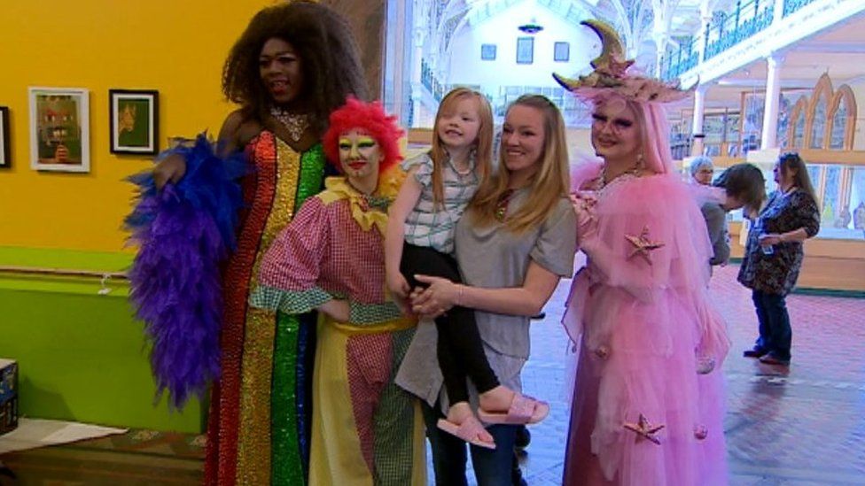 Drag Queens Yshee Black, Patrick and Lacey Lou with children