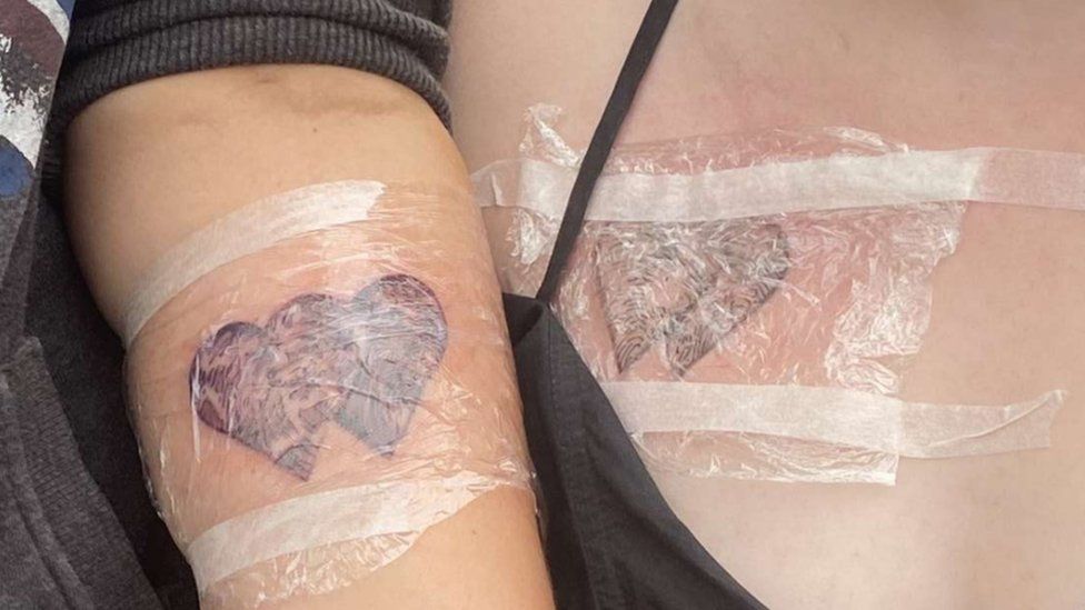 Kirsty and Taisha's matching tattoos