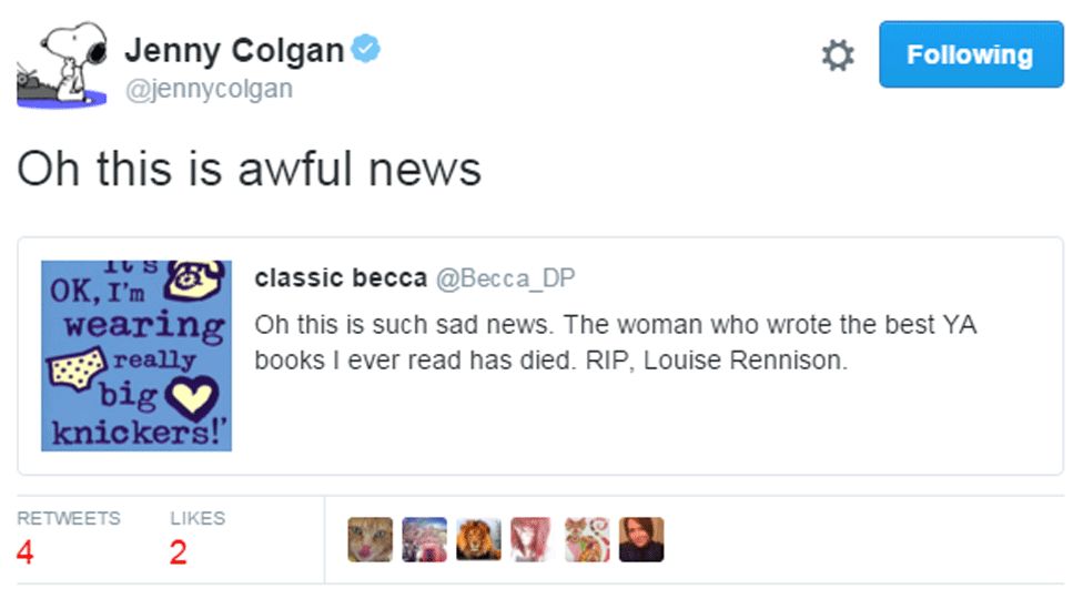 Jenny Colgan tweet