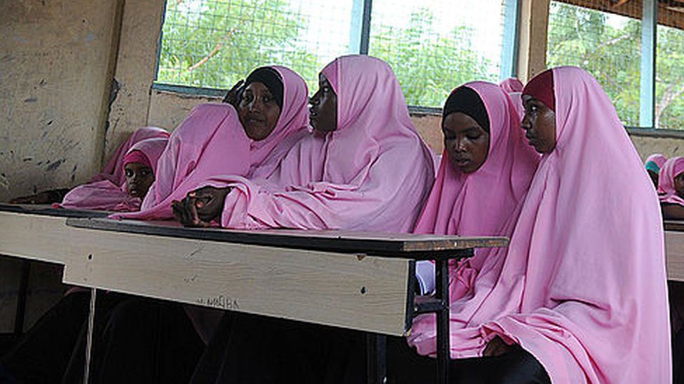 Muslim schoolgirls in a school in Dadaab, Kenya