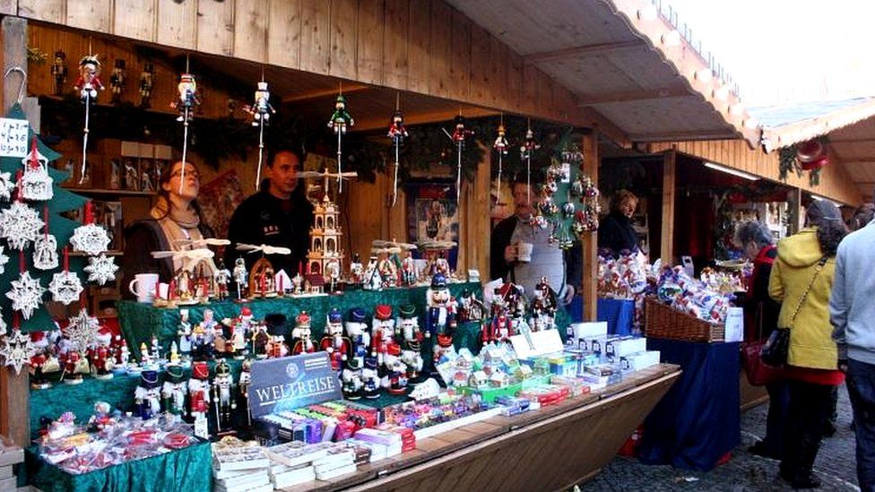 Christmas market stall in Manchester