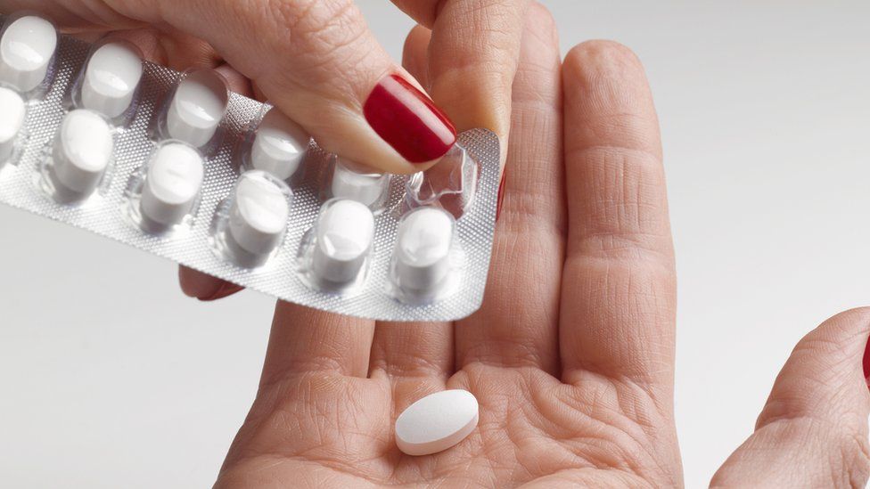 Pills in a blister pack stock image