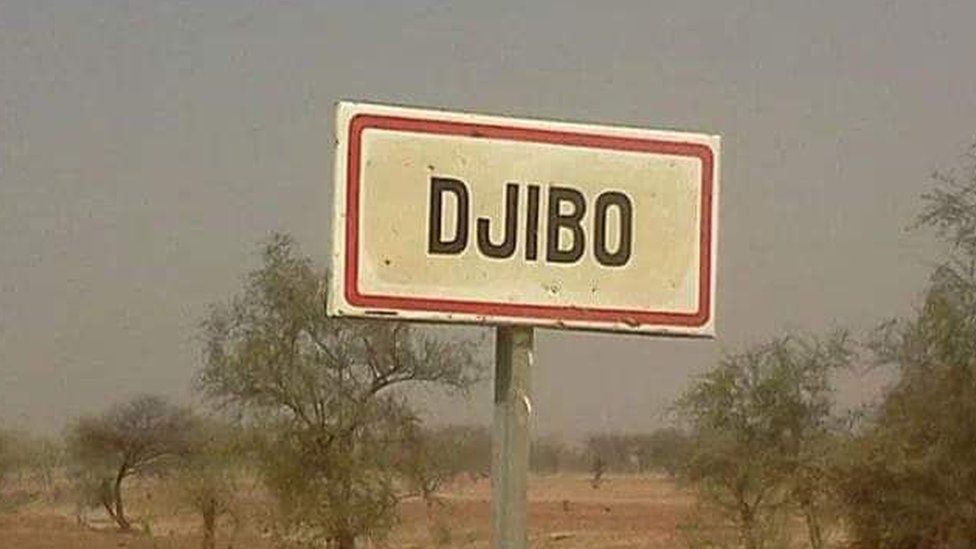 A road sign for Djibo in Burkina Faso