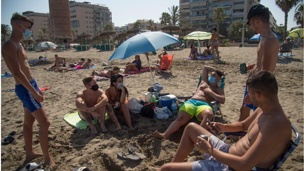 People on the beach in Malaga
