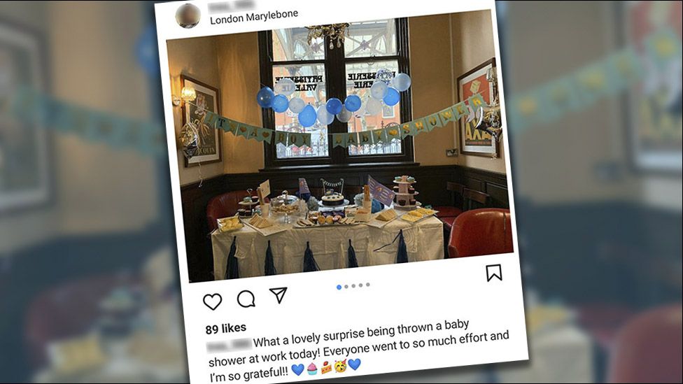 Instagram post of the alleged baby shower with the caption it was a "lovely surprise"