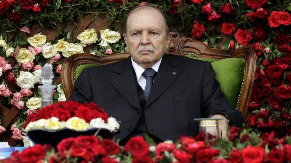 Algeria's President Abdelaziz Bouteflika attends a graduation ceremony of trainees army officers at a military academy in Cherchell - 2012