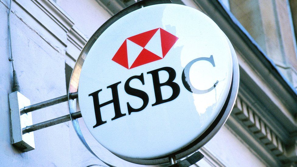 HSBC sign above banks cash point machines Soho