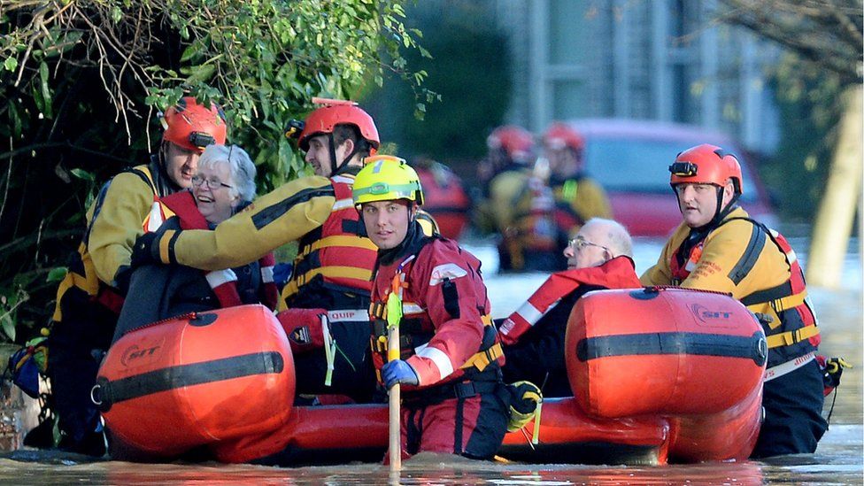 An elderly couple were rescued in Huntington Road in York