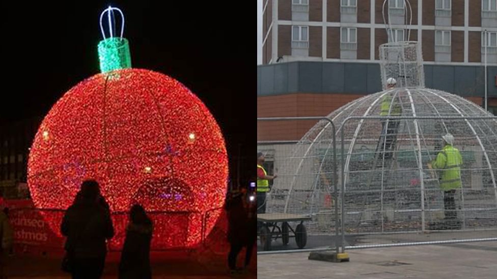 Before and after: Swansea's Christmas bauble