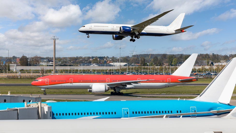 Airplanes at Schiphol airport