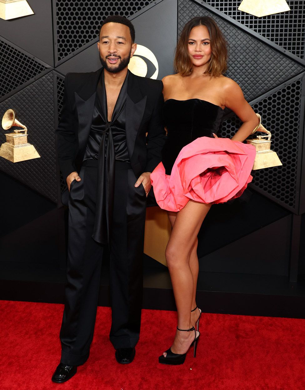 John Legend and Chrissy Teigen at the Grammys