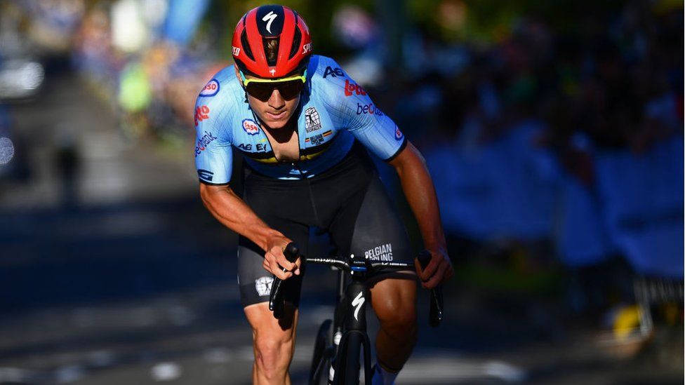 Remco Evenepoel of Belgium attacks during the 95th UCI Road World Championships 2022,