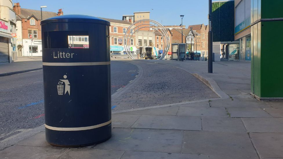 Bin with fitted sensors