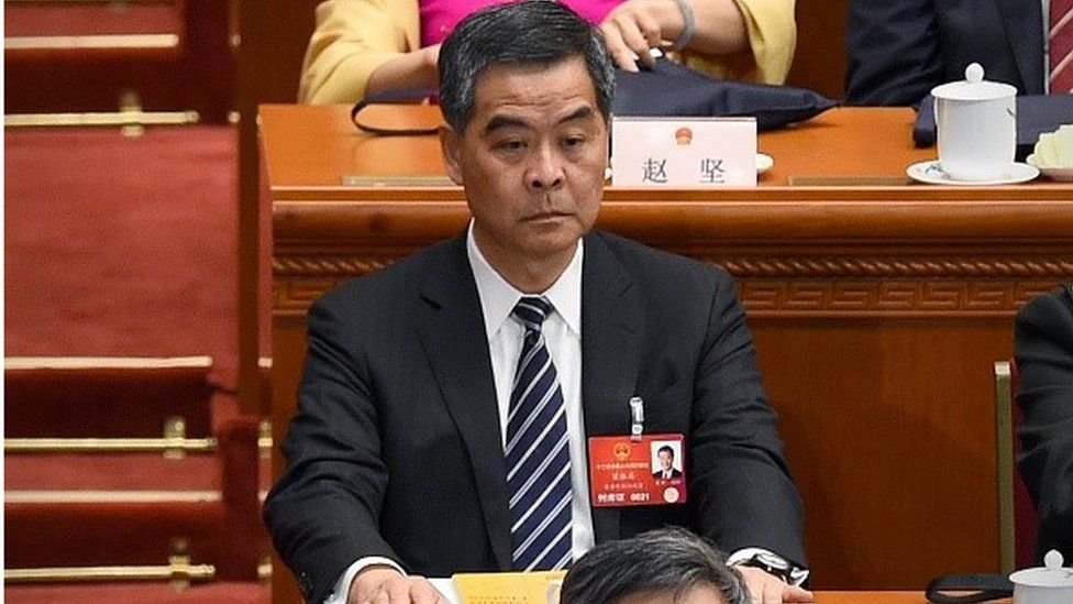 Hong Kong Chief Executive Leung Chun-ying attends the opening ceremony of the National People's Congress at the Great Hall of the People in Beijing on March 5, 2016