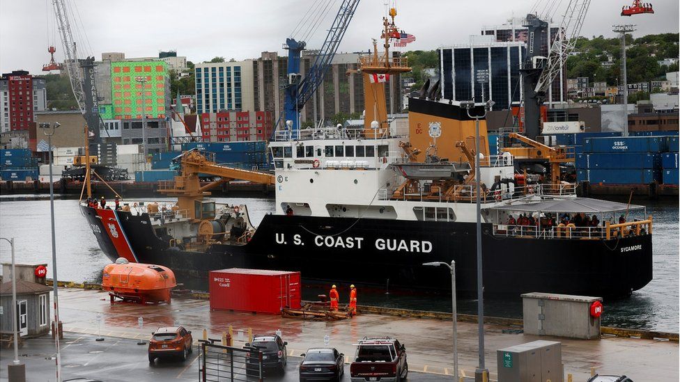 A US Coast Guard ship brought pieces of the sub ashore