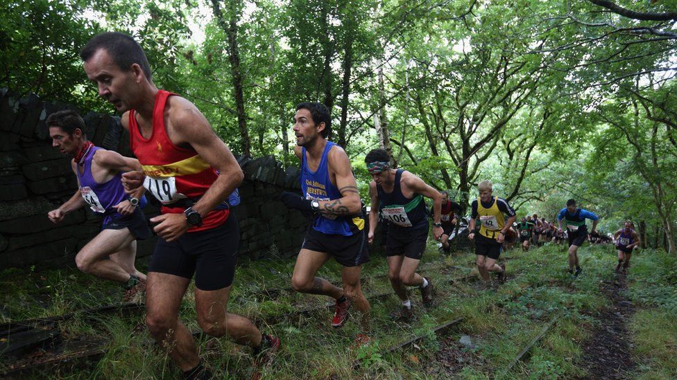 Fell runners taking part in the Peris Horseshoe Race in Llanberis