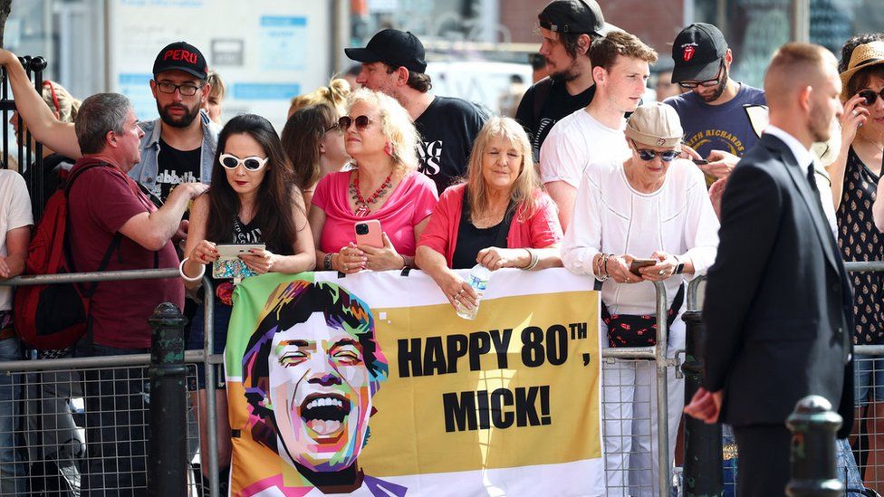 Rolling Stones fans wait outside Hackney Empire, on the day of the launch event of their new album "Hackney Diamonds", in London, Britain, September 6, 2023