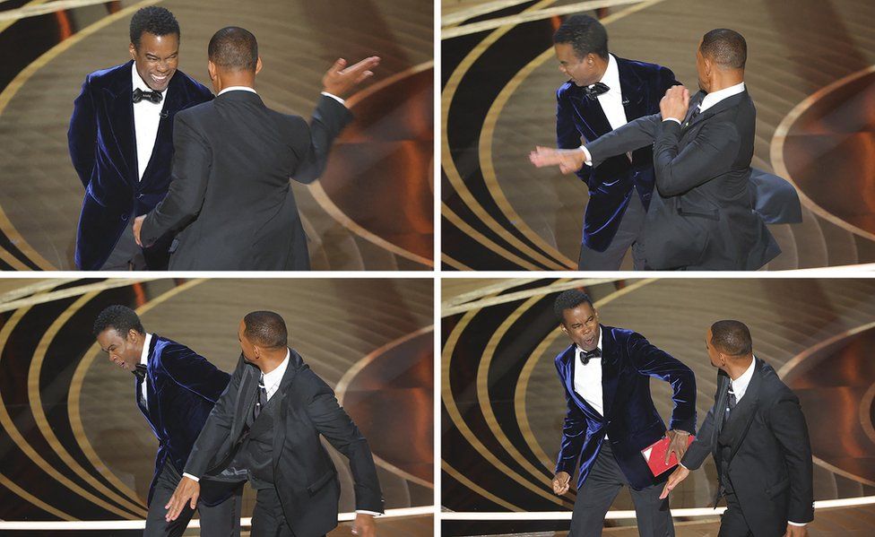 Will Smith punching Chris Rock at the Oscars