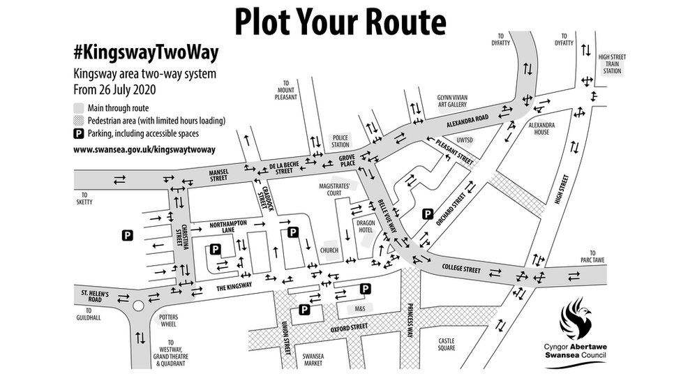 Swansea Kingsway to switch to twoway traffic system BBC News