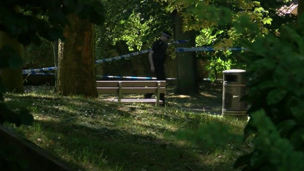 Police cordon at the park off West End Street