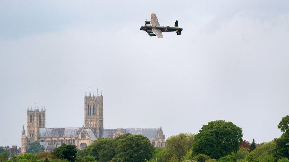 Lancaster Bomber PA474 passes over Lincoln Cathedral