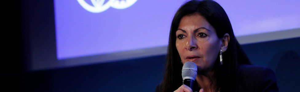 Paris Mayor Anne Hidalgo gives a press conference at the FIA headquarters in Paris, on March 10, 2017